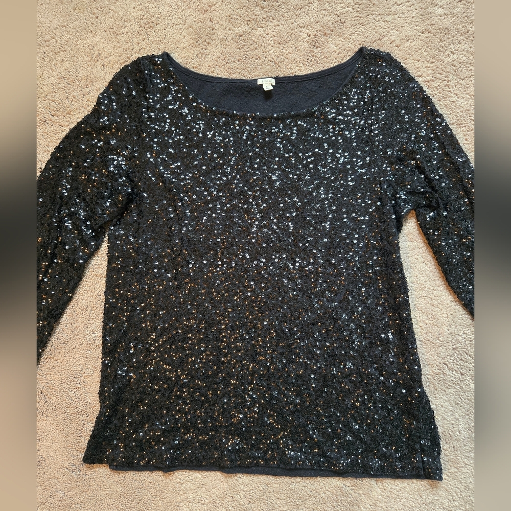 J. CREW Black Sequin Women's Top - Picture 4 of 4